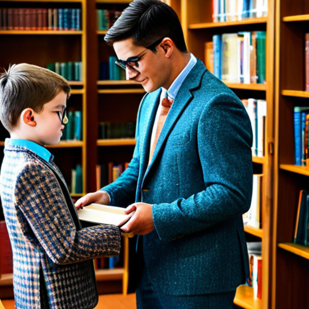 **

"A professional librarian in a modest tweed suit, assisting a young student in a bright, modern library, fully clothed, appropriate attire, safe for work, perfect anatomy, natural proportions, professional photography, high quality, family-friendly, educational setting, books in the background."

**