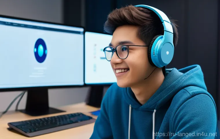 언어 교육에서의 학습 자원 개발 - **AI Personal Language Tutor:**
    "A bright, modern indoor scene. A young adult, around 18 years o...