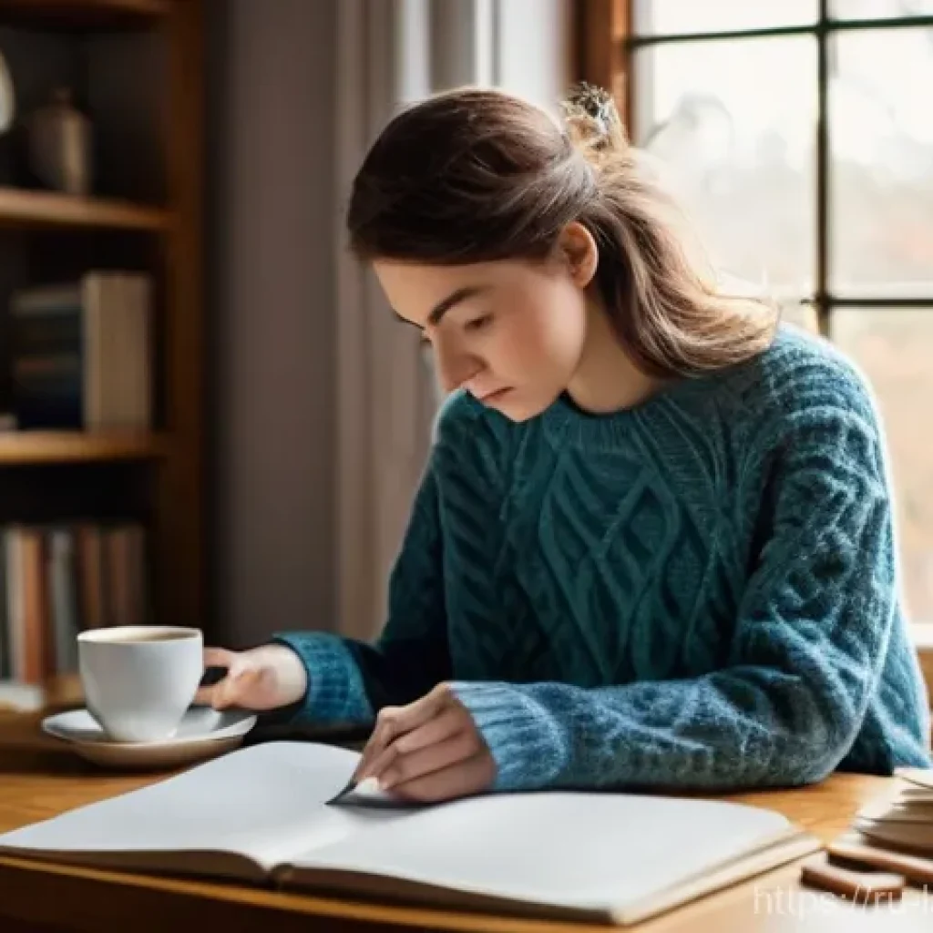 언어 교육에서의 쓰기 훈련법 - **Prompt 1: Overcoming Writer's Block**
    "A young adult, casually dressed in a comfortable sweate...